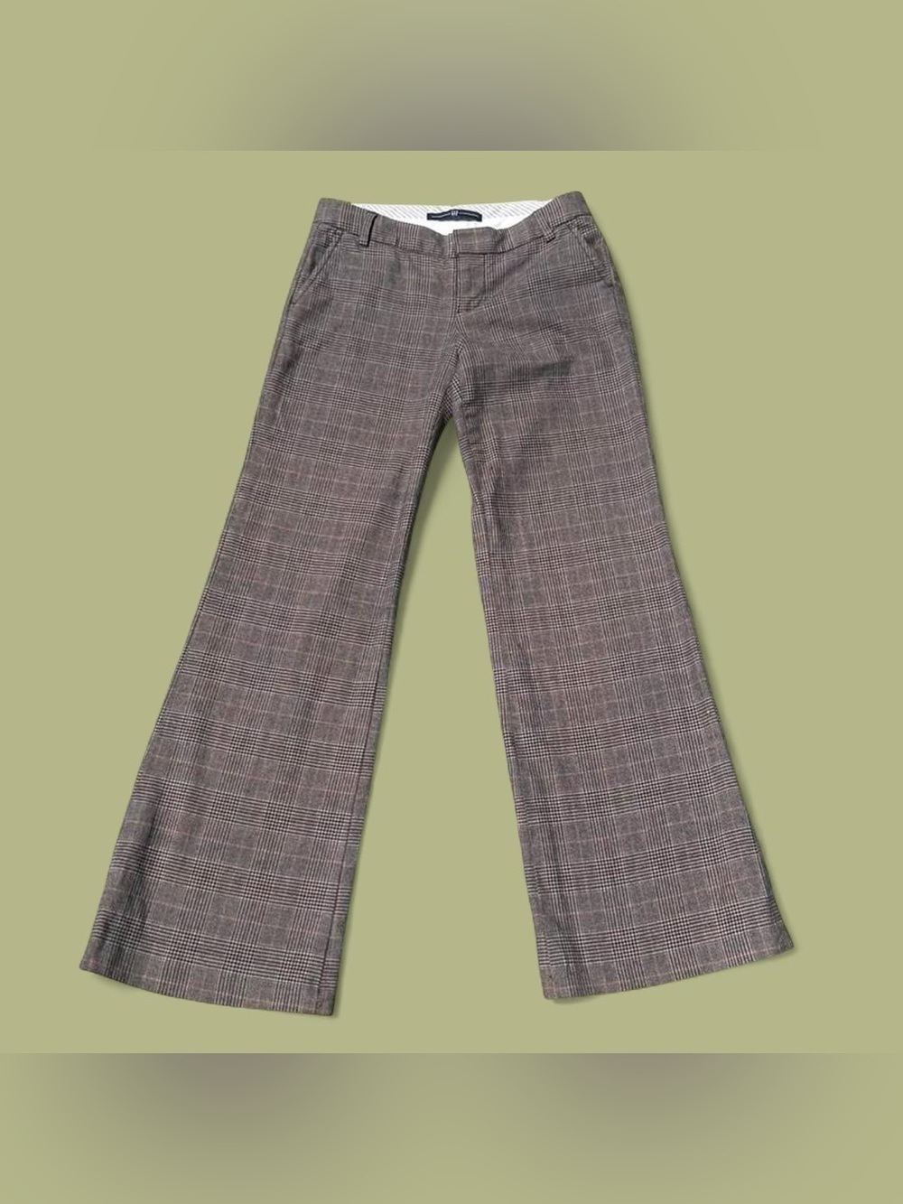 GAP Gray Plaid Wide-Leg Dress Pants